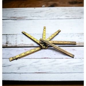 Vintage Lufkin X46F Extending Foldable Ruler Brass & Wood